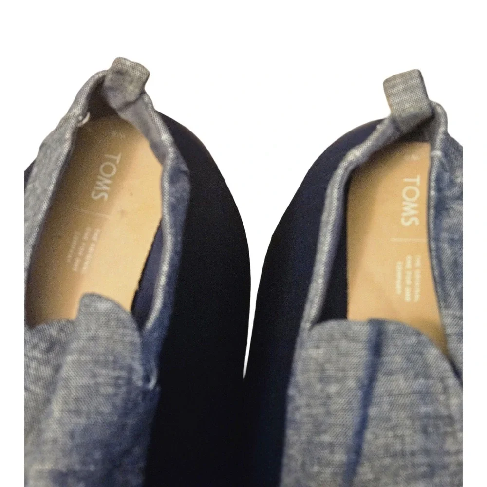 TOMS Blue Chambray Linen Espadrille‎ Slip On Flats Womens 8 10013365 Alpargata
